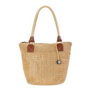 The Sak Tan & Brown Cambria Crochet Tote Hobo Bag